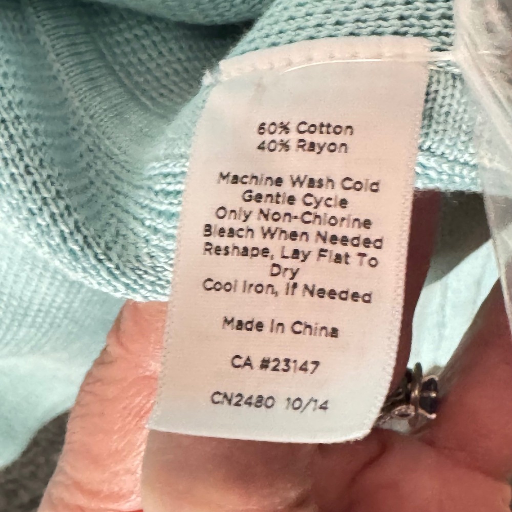 Talbots Women L Cotton Collared Long Sleeve Cardigan Pastel Easter Spring Layer - Picture 7 of 9